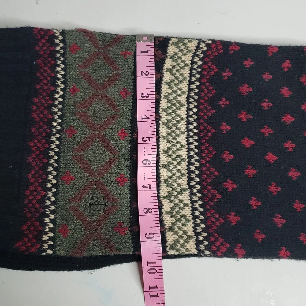 Vintage Lauren Ralph Lauren Unisex Knit Shetland Wool Scarf 90s Preppy Classic